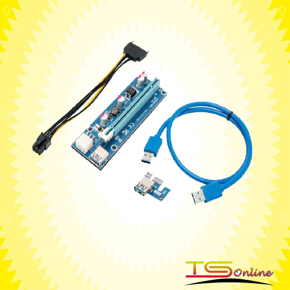 Mining PCIE 6Pin Riser Card - 1X to 16X Mining Extender Riser Card ...