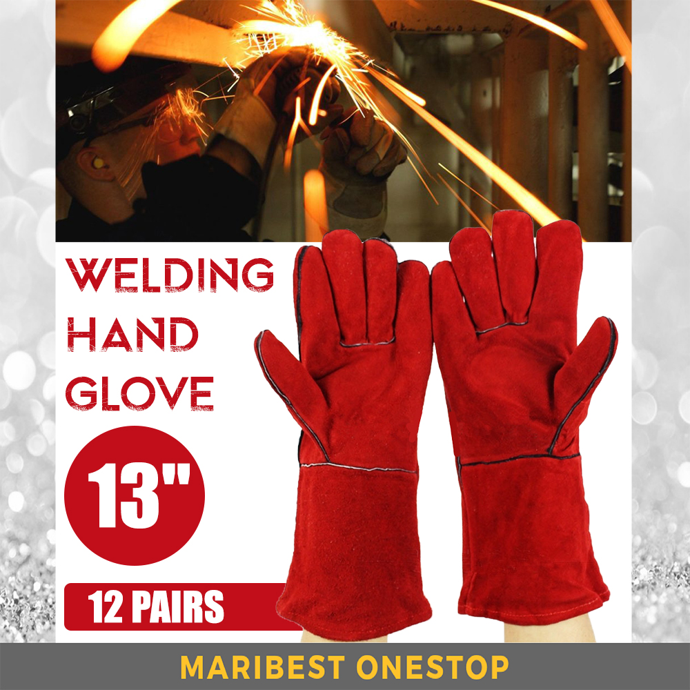 1 DOZEN (12 PAIRS) OF 13" WELDING LEATHER HAND GLOVE SAFETY WORK GLOVES