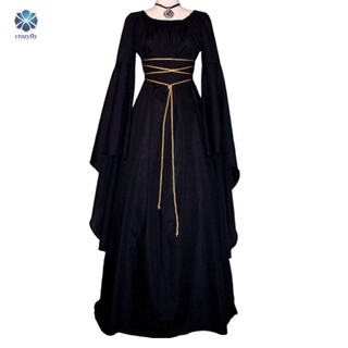 Mrat Women's Gothic Medieval Renaissance Clothing Punk Dress Strap Style  Sleeveless Off Shoulder Masquerade Dress Mid Length Dress L Large 