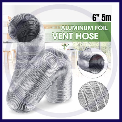 ALUMINIUM FLEXIBLE DUCTING HOSE AIR DUCTING OUTLET EXHAUST HOSE (6" X