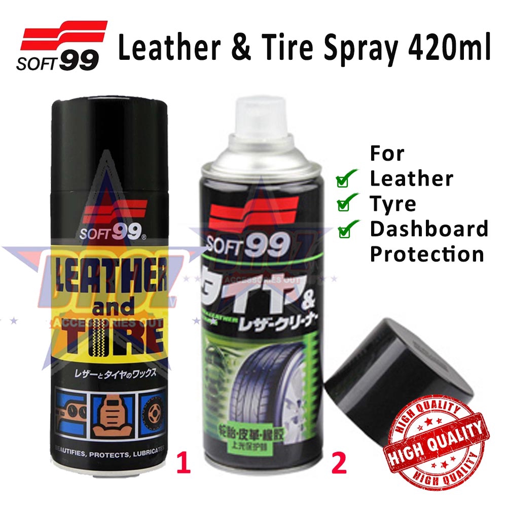 Soft 99 / Soft99 Leather and Tire Spray 420ml - for Leather / Tyre /  Dashboard Protection-Can't post to Sabah& Sarawak 1. Tyre Shine