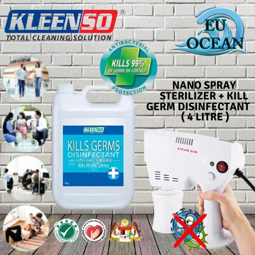 NANO SPRAY STERILIZER GUN WITH KLEENSO KILLS GERM DISINFECTANT ( 4