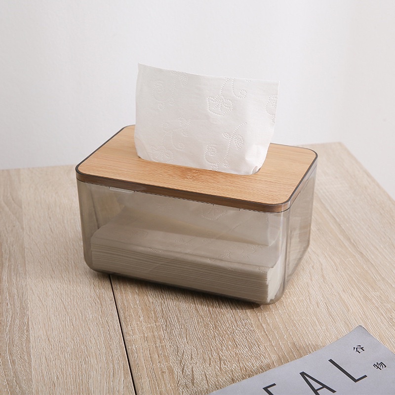[READY STOCK] Muji Tissue Box Tisu Box with Wooden Cover Transparent