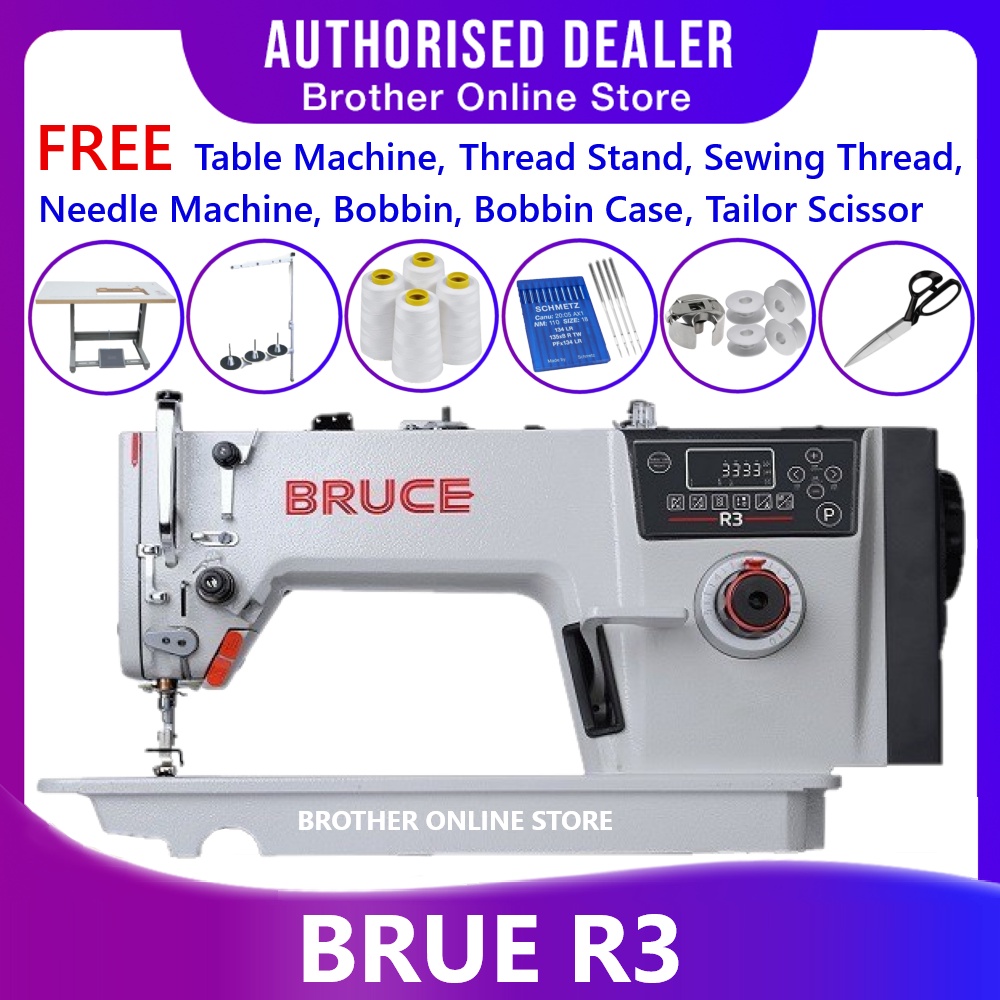 READY STOCK BRUCE R2 Direct Drive ( Auto Cut ) ORIGINAL Industry Sewing Machine / Mesin Jahit Lurus / High Speed