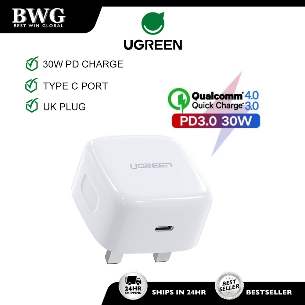 Ugreen 30w Usb C Charger Plug Pd Type C Wall Charger Adapter Fast Charge Quick Charge Shopee