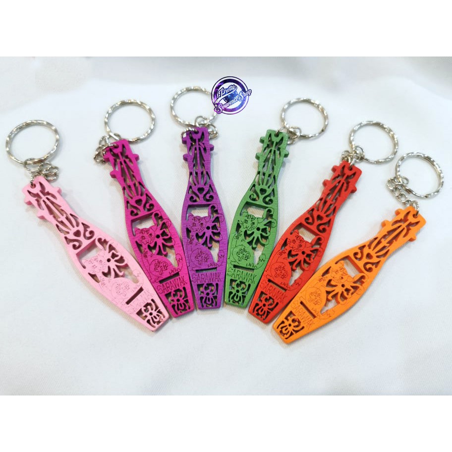 Sarawak Colourful Key Chain | Gift | Sape + Sarawak Map + Terabai ...