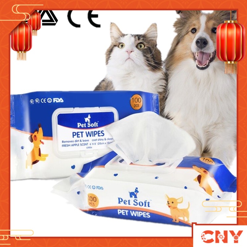 [AUTHENTIC]Petsoft Wet Tissu Wet Tissues Wipes Hygiene For Cats Dogs