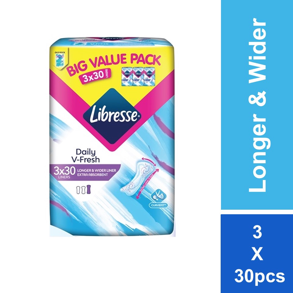 Libresse Longer & Wider Slim Panty Liner (3 x 30s) Shopee Malaysia