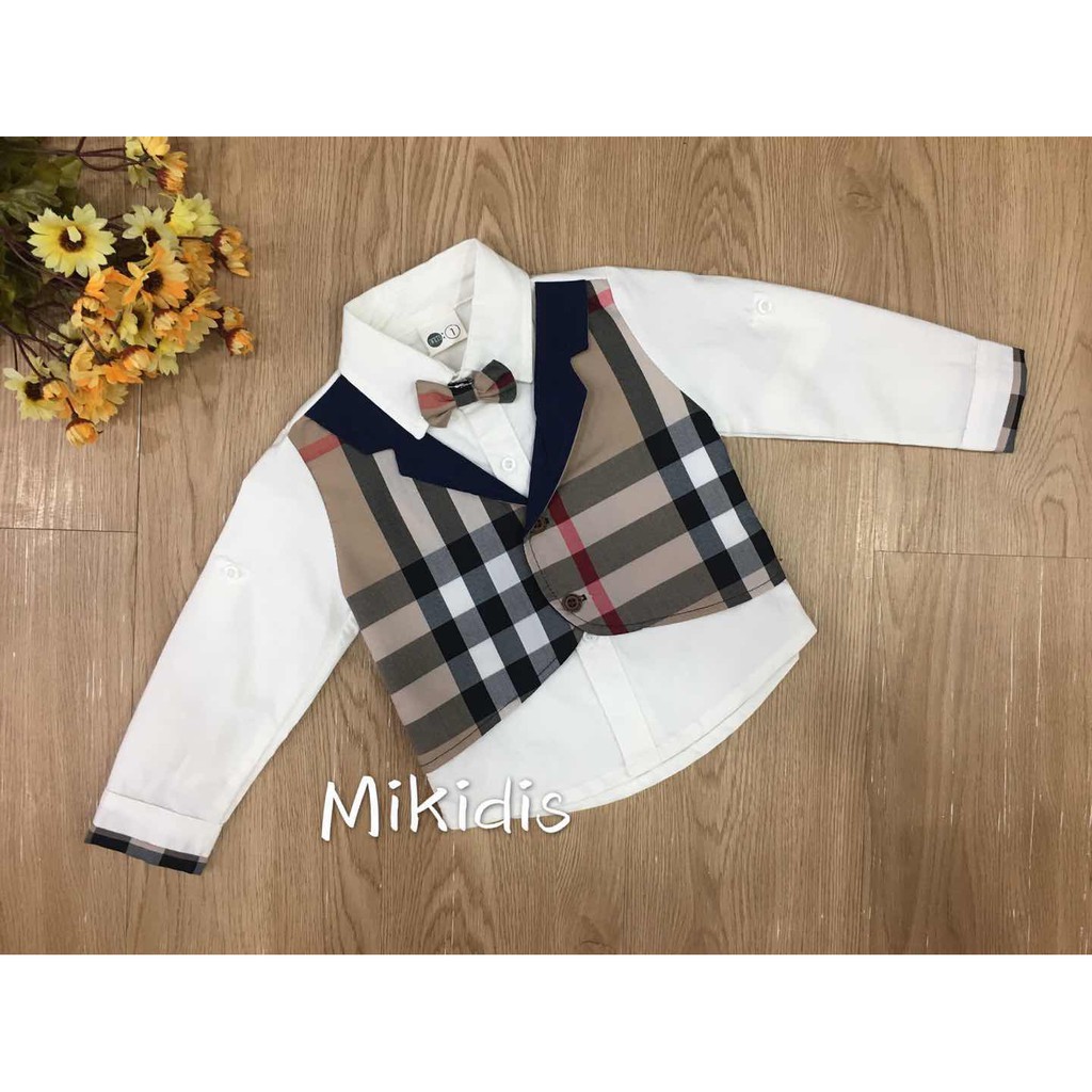kids Boy Smart White/Maroon Riboon Shirt | Shopee Malaysia
