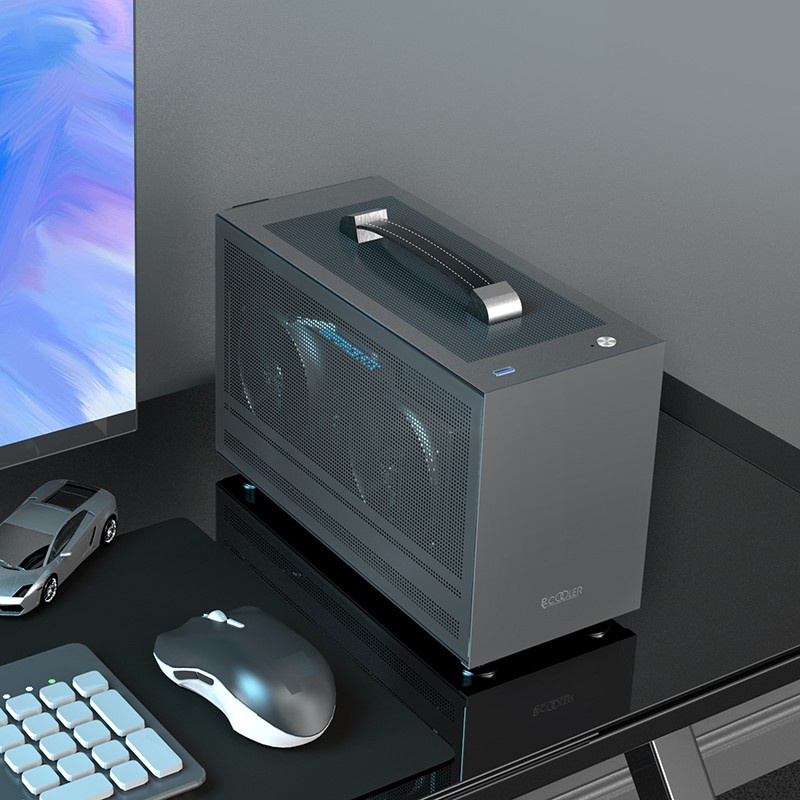 Pccooler I100 ITX MINI Small case all Steel Suitcase Portable HTPC ...