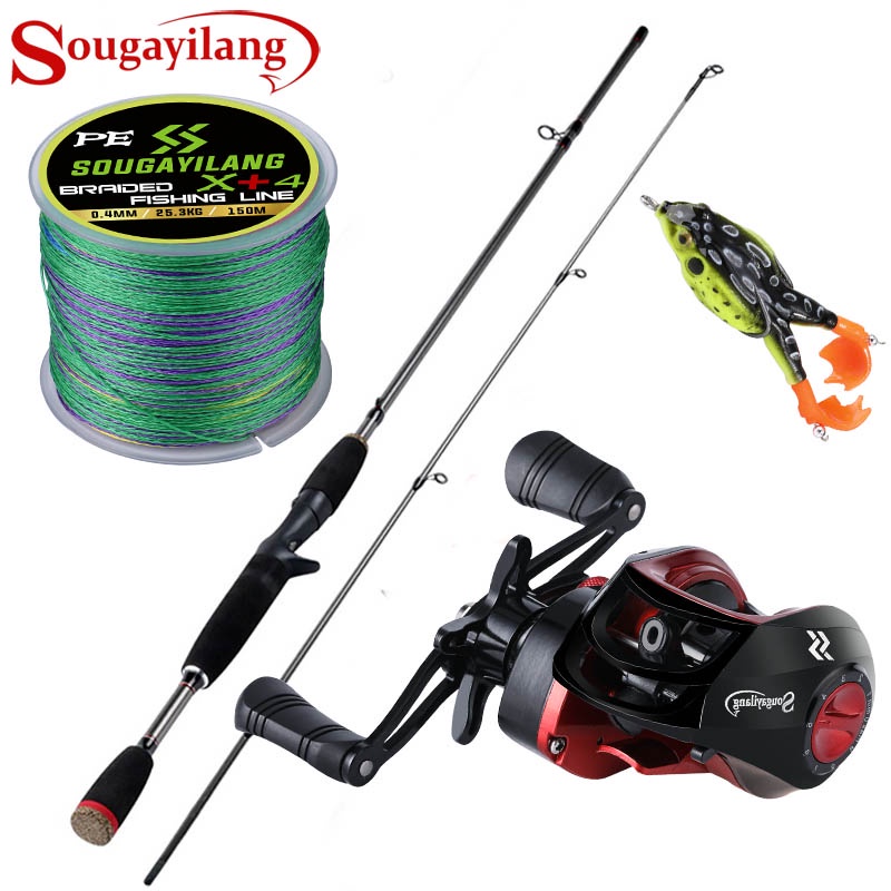 Sougayilang Fishing Rod Reel Line Lure Combo 1.8/2.1m Carbon Fiber Spinning  Rod and Spinning Reel for Bass Pike Trout Pesca Red 1.8m and 1000