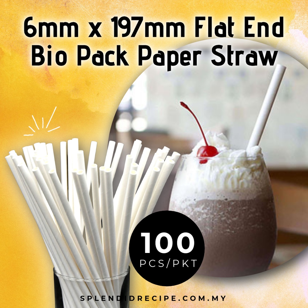 6mm X 197mm Flat End Bio Pack Paper Straw 100 Pcs Shopee Malaysia