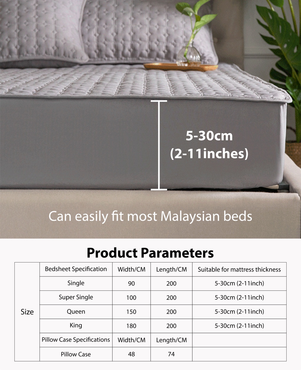 Cadar Mattress Protector Queen/Single/King Bed Sheet Queen Cotton Cover ...