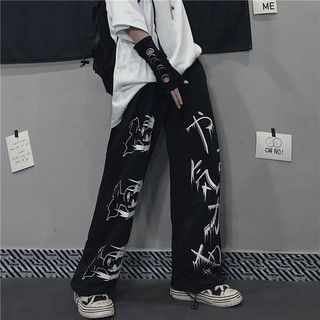 2022 Japanese anime ins retro streetwear high waist pants women plus size  casual trousers womans wide leg straight couple clothes | Shopee Malaysia