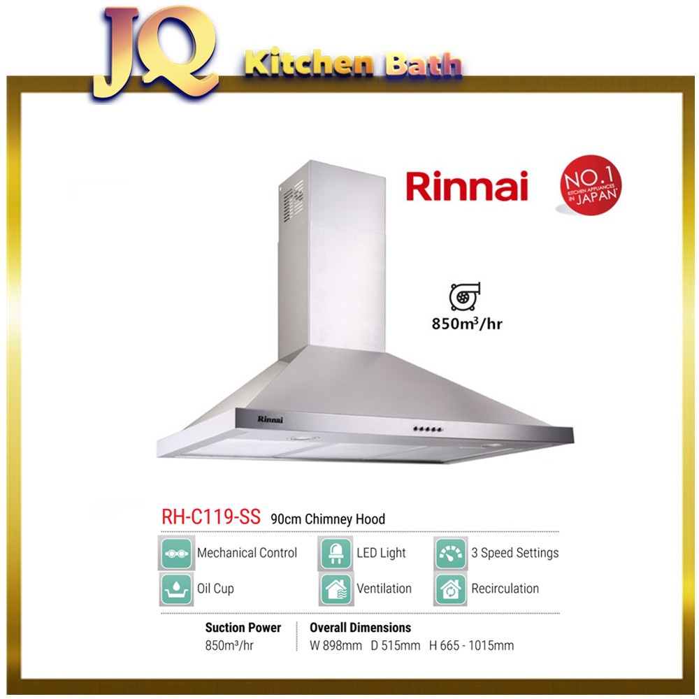 Rinnai RHC119SS Chimney Hood/Cooker Hood/Ventilation hood
