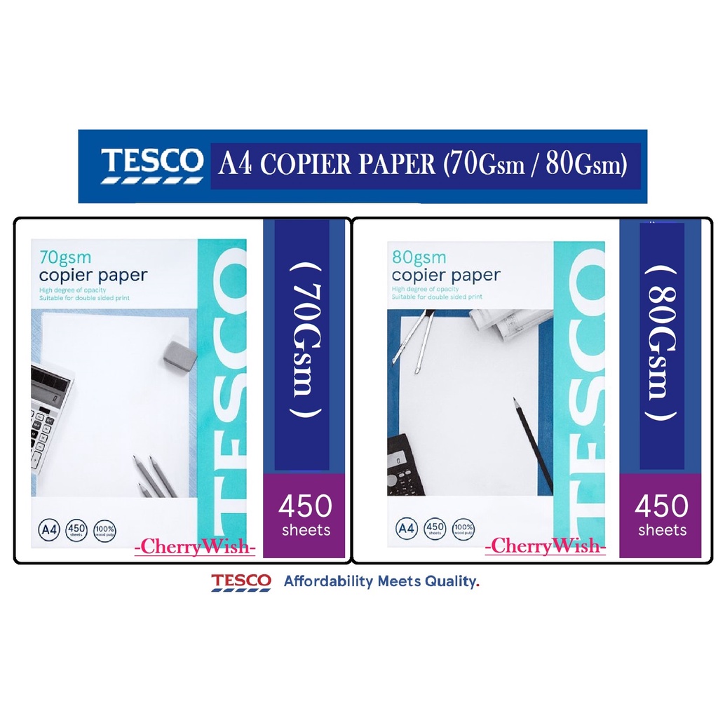 450 SHEET TESCO A4 70Gsm / 80Gsm PHOTOCOPY COPY PAPER / Kertas Fotostat