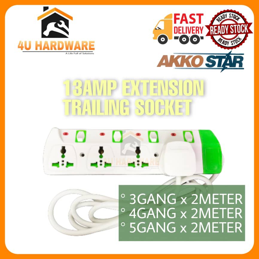 AKKO Star 2M 13AMP Extension Trailing Socket / Extension Plug (3 Gang ...