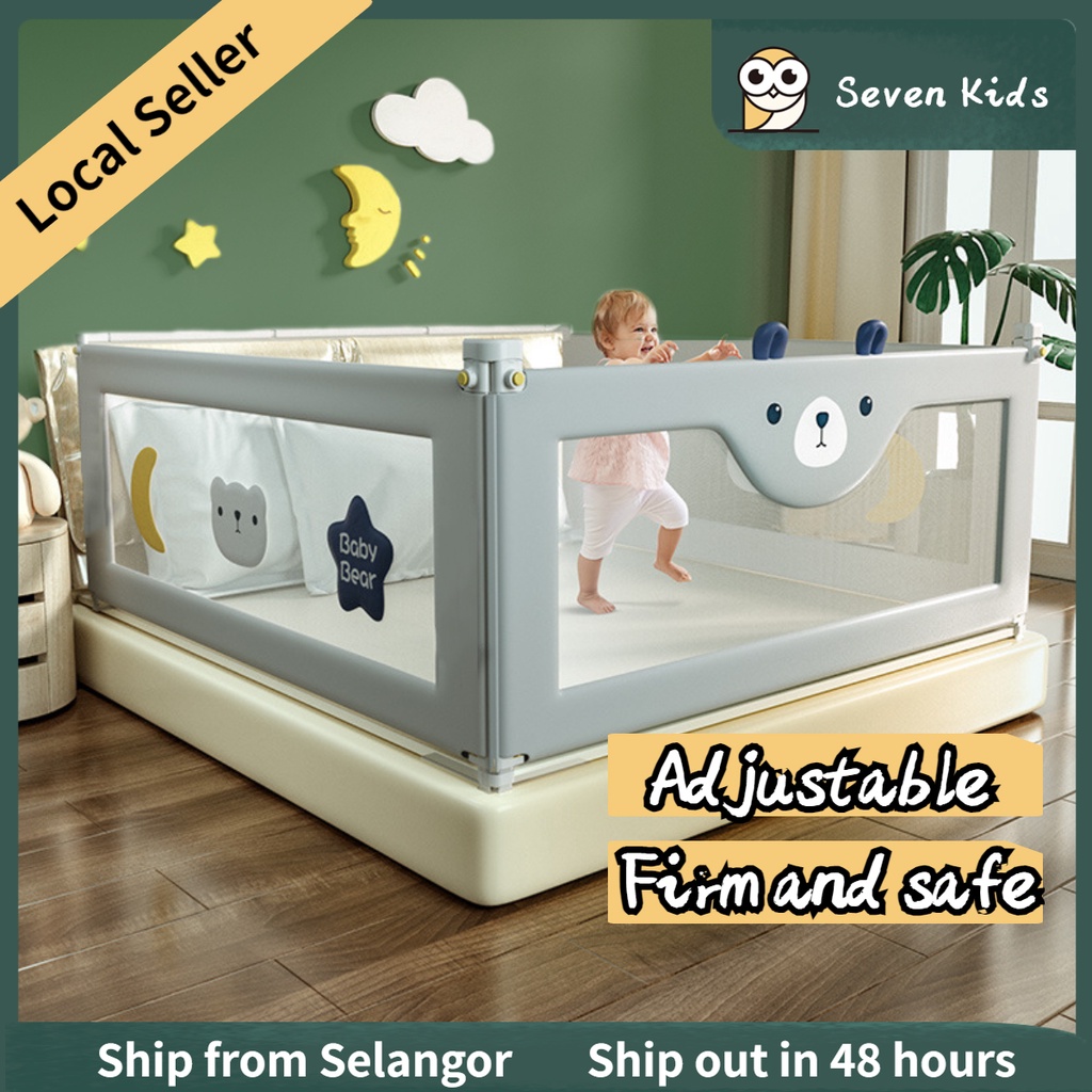 Pagar baby safety Baby Bed Fence Adjustable Height Double Lock pagar katil baby safety Antifall