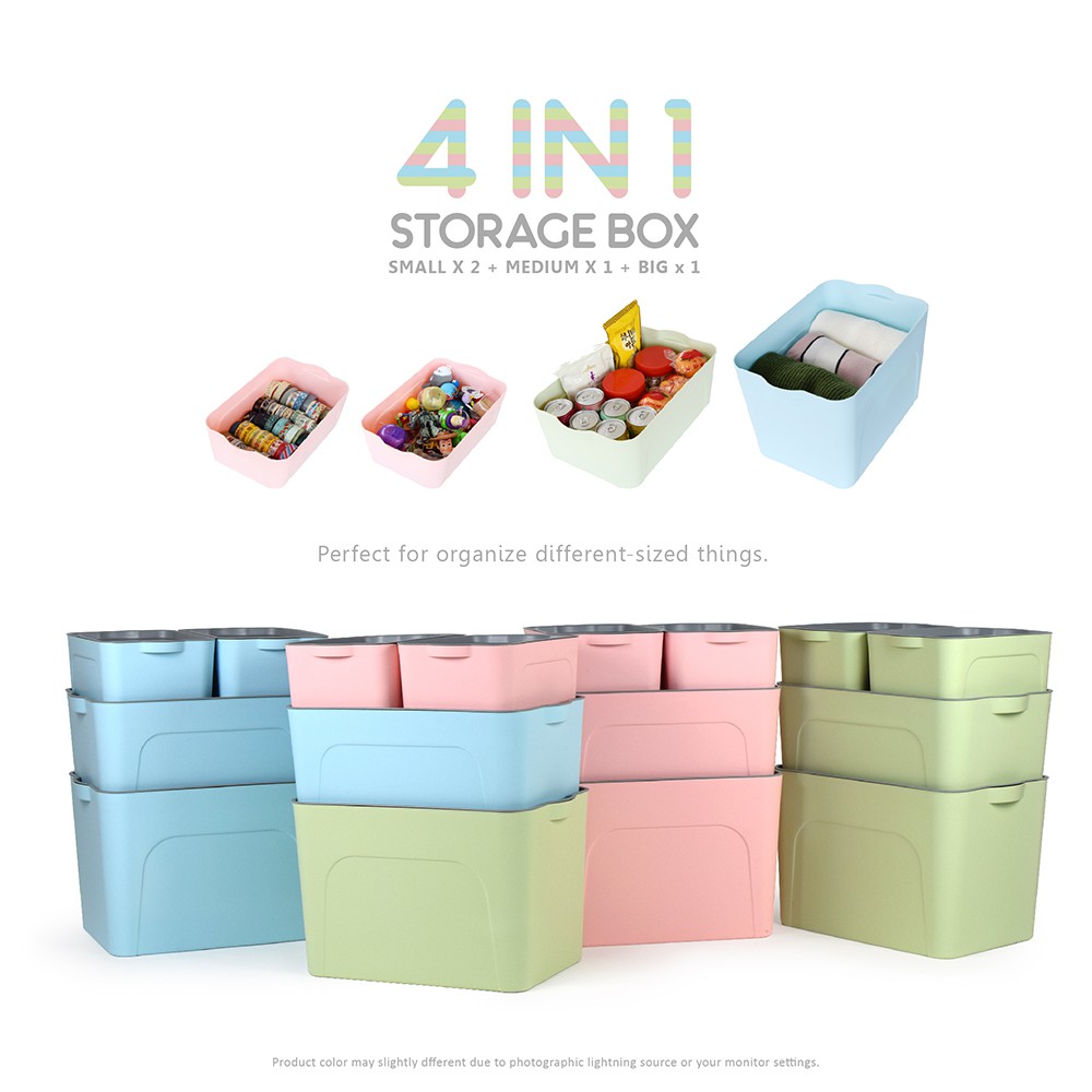 4 in 1 Storage Box Home Office Bedroom Storage (7 Colors) | Shopee Malaysia