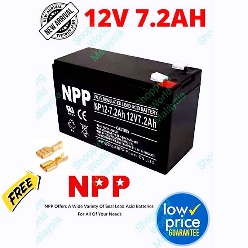 NPP 12V 7.2AH Rechargeable Seal Lead Acid Battery For Autogate / Alarm ...