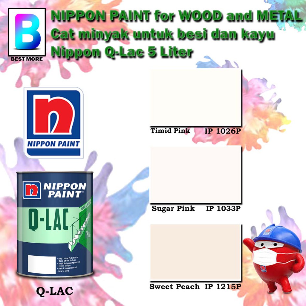 Nippon Paint Q-Lac Wood and Metal Paint Collection 5 Liter Timid Pink ...
