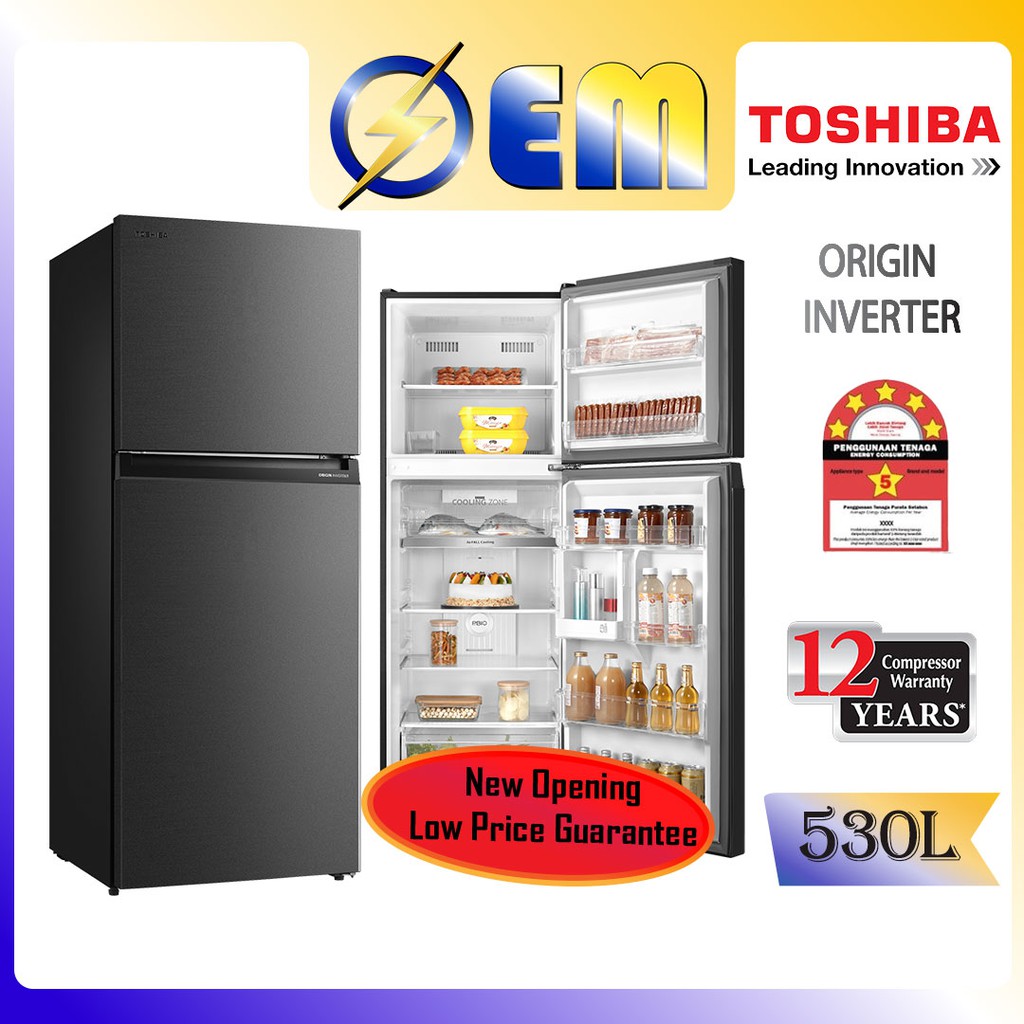 TOSHIBA Origin Inverter 2 Door Fridge 2Pintu Peti Sejuk Cooling Air