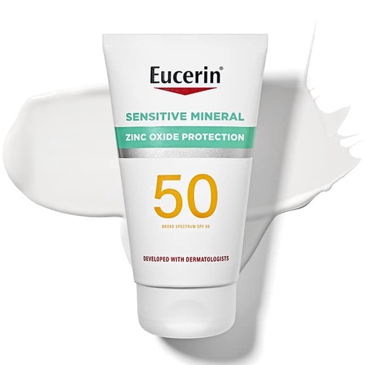 Eucerin, Sensitive Mineral, Lightweight Sunscreen Lotion, with Zinc Oxide Protection, SPF 50
