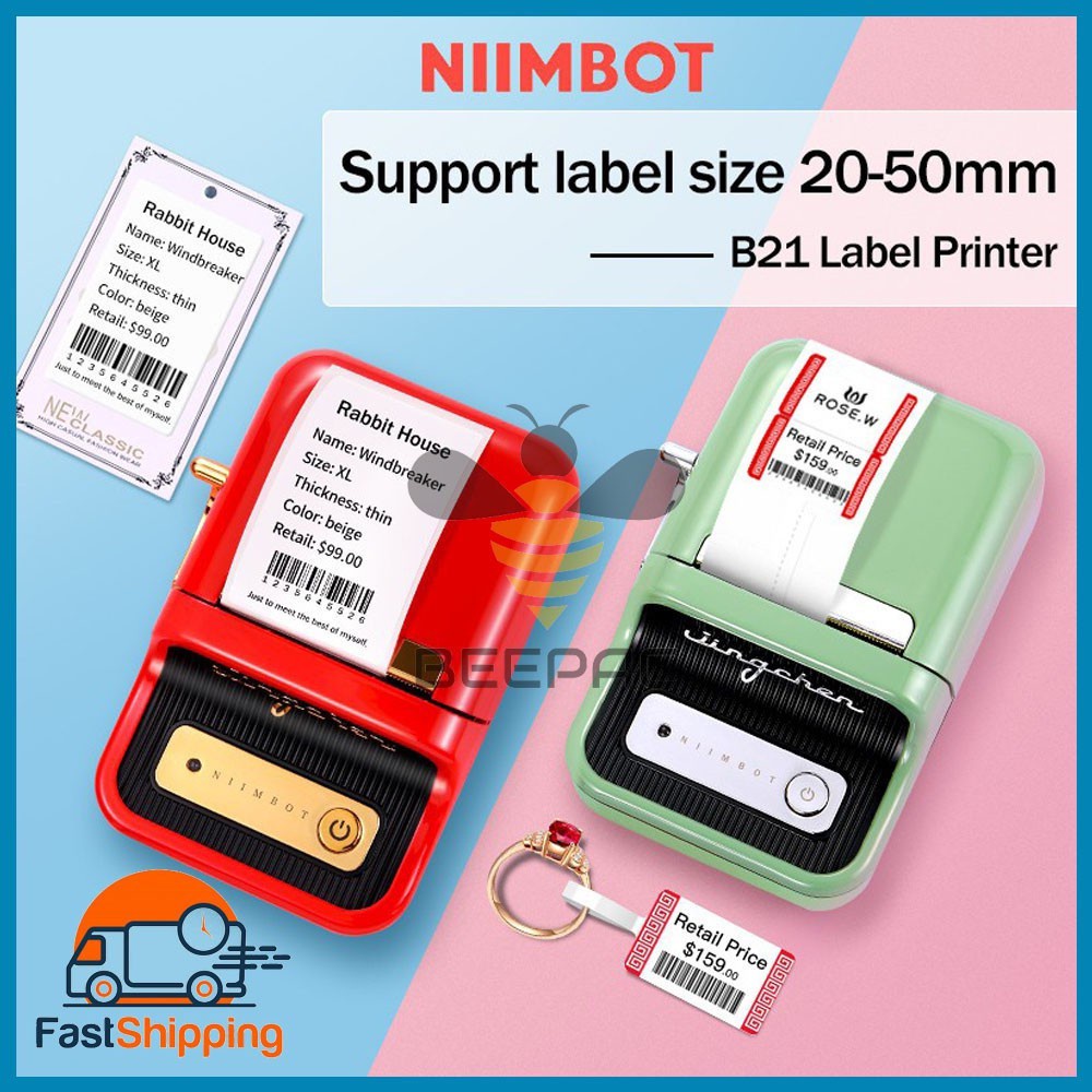 NIIMBOT B21 Bluetooth Wireless Portable Thermal Label Printer Printing  Inkless Sticker for Price Tag Barcode Shopee Malaysia