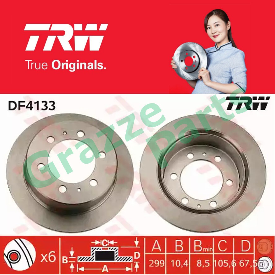 pcs) TRW Disc Brake Rotor Rear for DF4133 Ssangyong Rexton 2.7 2.9  (299mm) Shopee Malaysia