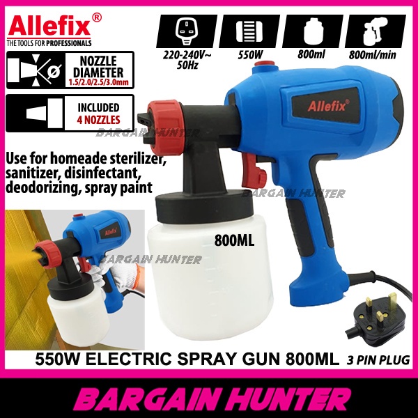 ALLEFIX Electric Spray Gun Paint Spray Gun 800ml 550w With 3 Way Spray ...