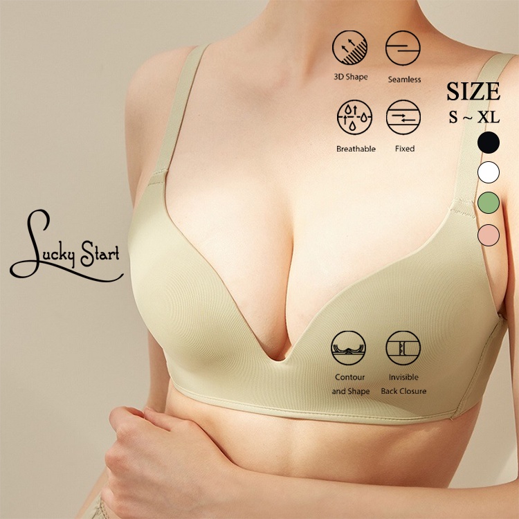 Women’s lined Wireless Seamless Comfy SOFT Cup Lingerie Push Up Bra brasier  AB C 
