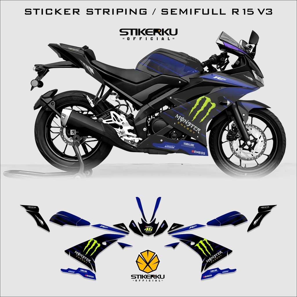 Sticker STRIPING/YAMAHA R15V3/SEMIFULL/STOCK/DECALS/R15/V3 // STICKER ...