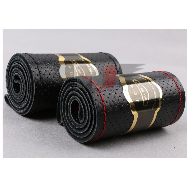 Steering Wheel Covers 15 Inch Leather Steering Wheel Cover - Universal DIY Sew-On Wrap In Black & Blue Sew On Steering Wheel Cover - Foto 4