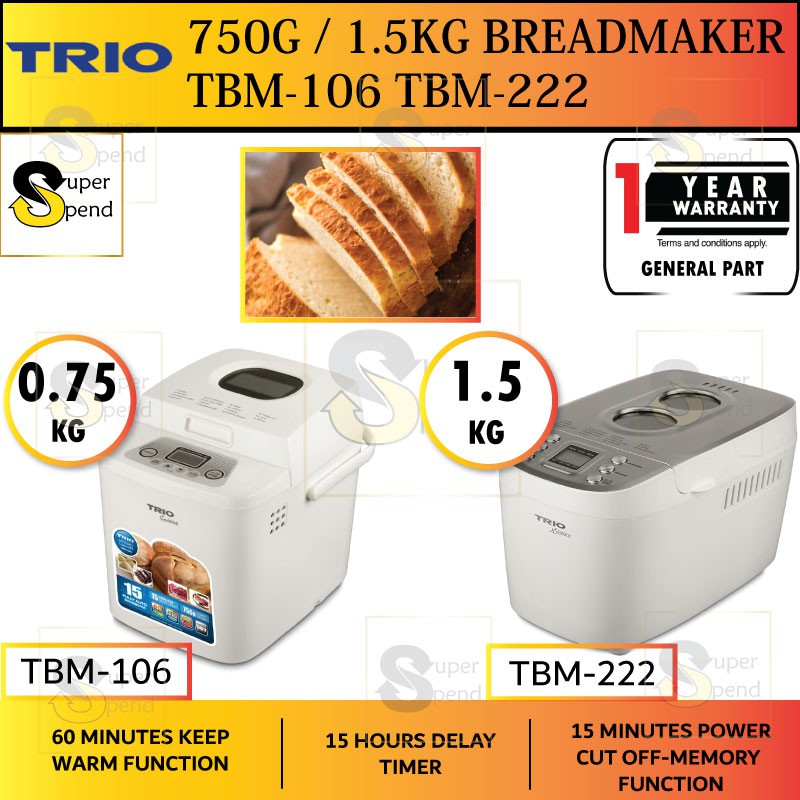 [ 750g / 1.5kg Loaf ] Trio Breadmaker Bread Maker TBM106 TBM-106 TBM ...