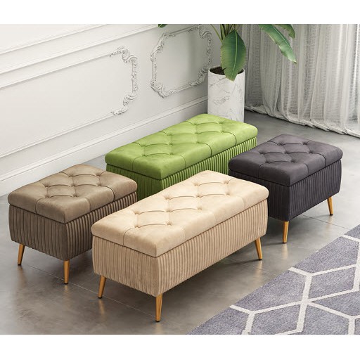 Rectangular Sofa Stool Can Sit with Storage Box Shoes Bench Velvet ...