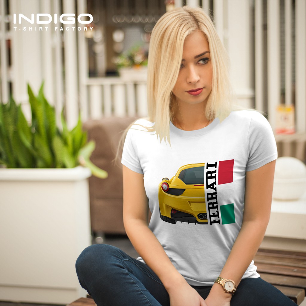 FERRARI Italy Flag Graphic Tee Cotton T Shirt Shopee Malaysia