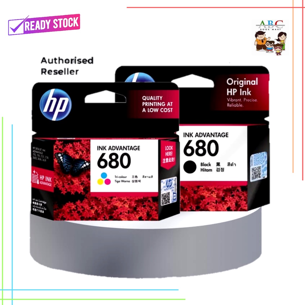 Ready Stock Authentic Hp Ink Advantage 680 Black And White Colour Catridges Shopee Malaysia 