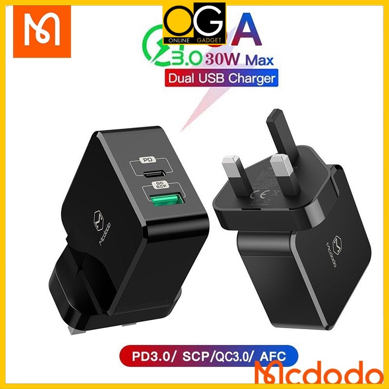 Mcdodo 30W Charger 5A SuperCharger PD QuickCharge Compatible for Xiaomi