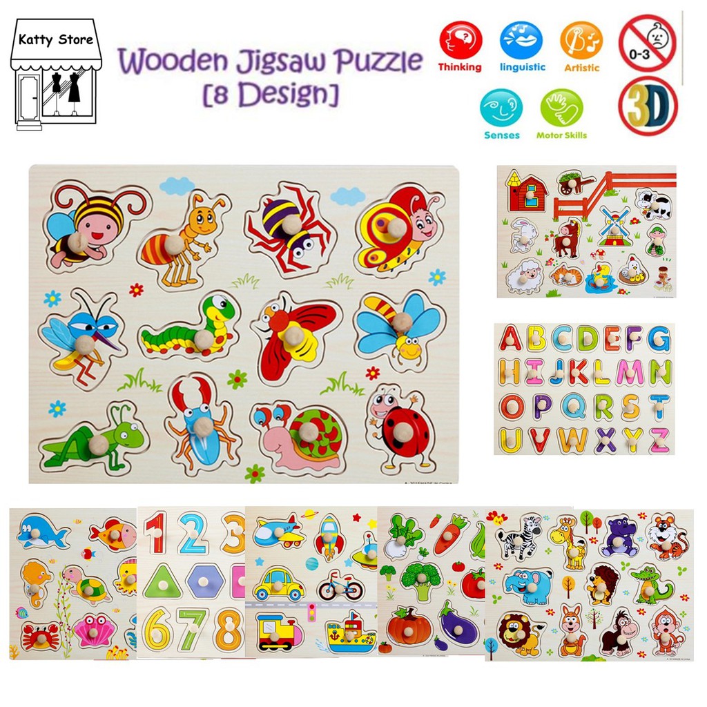 [READY STOCK] Kids Wooden Jigsaw Puzzle Board Infant Baby Children ...