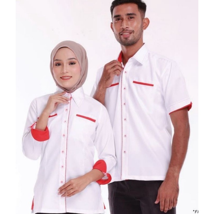 UNIFORM PUTIH, JALUR MERAH DENGAN SULAMAN LOGO & NAMA | Shopee Malaysia