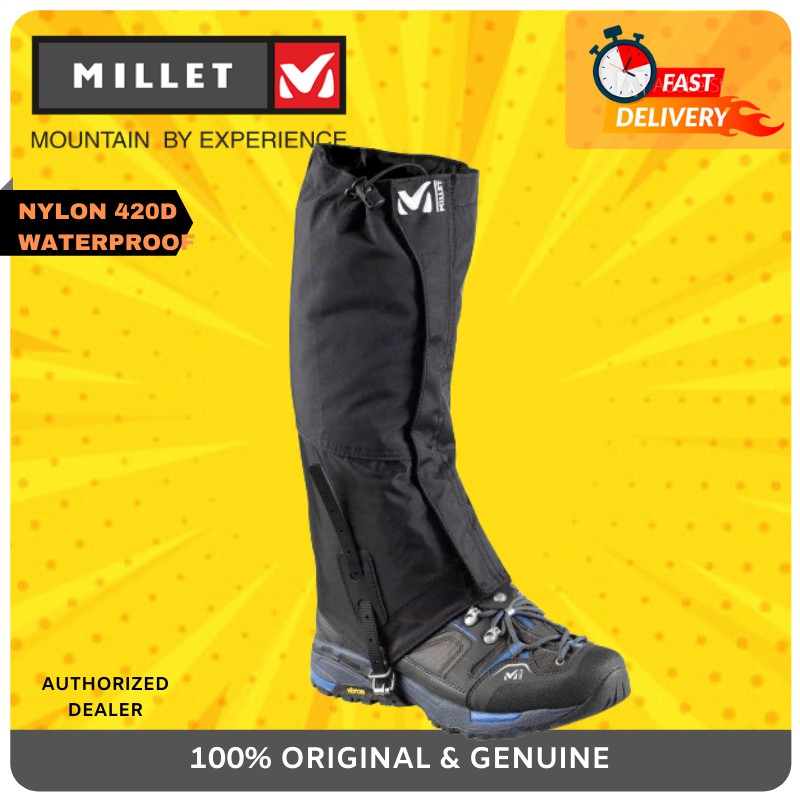 Guêtres Millet Dry Edge - Hautes Protection Randonnée & Alpinisme - Imperméables & Respirantes - Noir/Rouge
