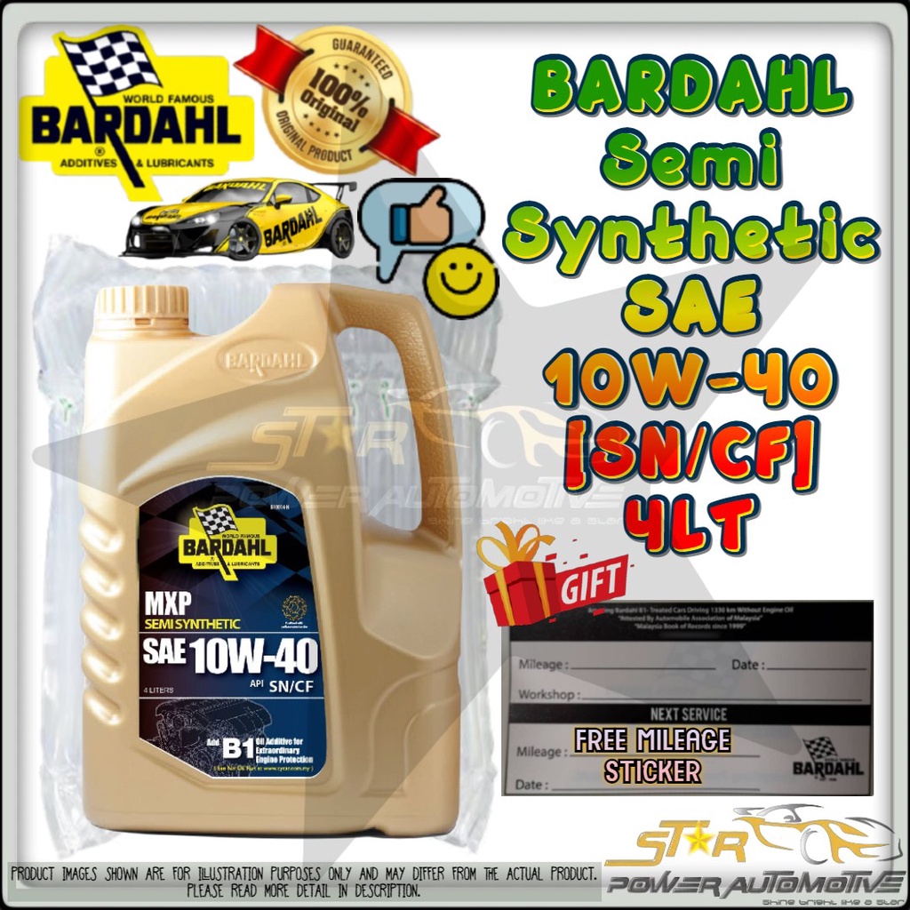 BARDAHL SAE 10W40 SEMI SYNTHETIC ENGINE OIL 4 LITER