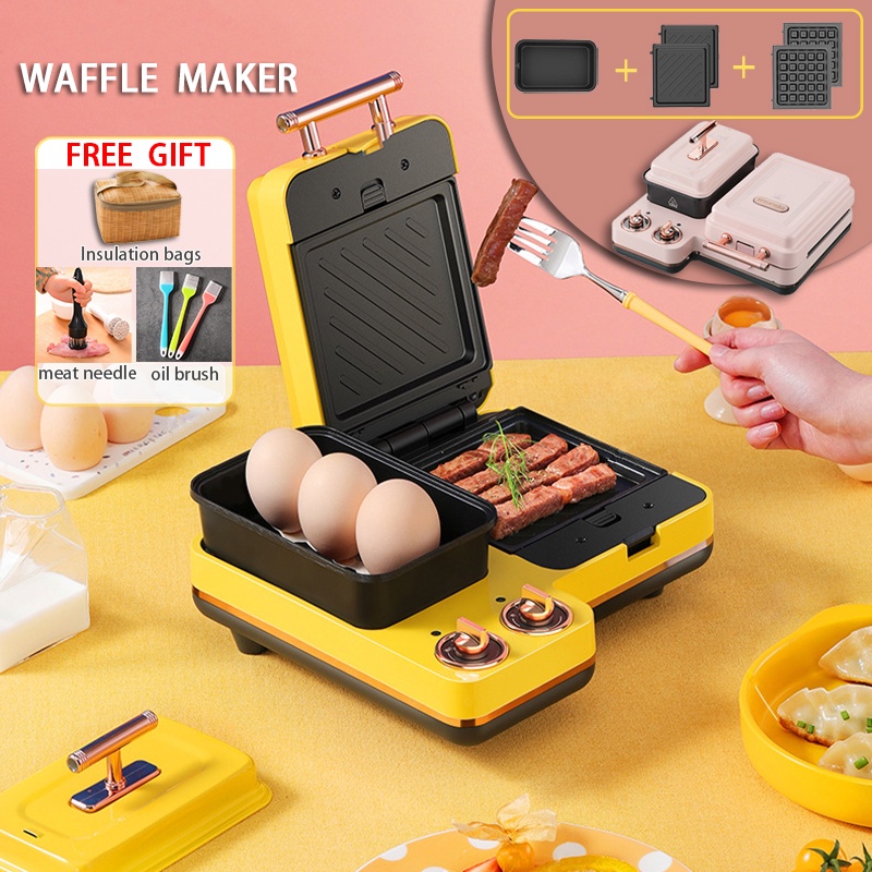 Portable Waffle Maker With Oil Brush Or Bread Tongs Sandwich - Temu