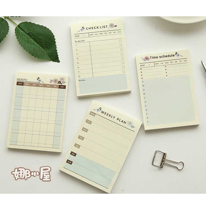 (Ready Stock) Sticky Note Time Schedule Weekly Monthly Plan Checklist ...