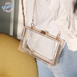 Clear Acrylic Box Handbags, Mini Chain Crossbody Bag, Square Jelly