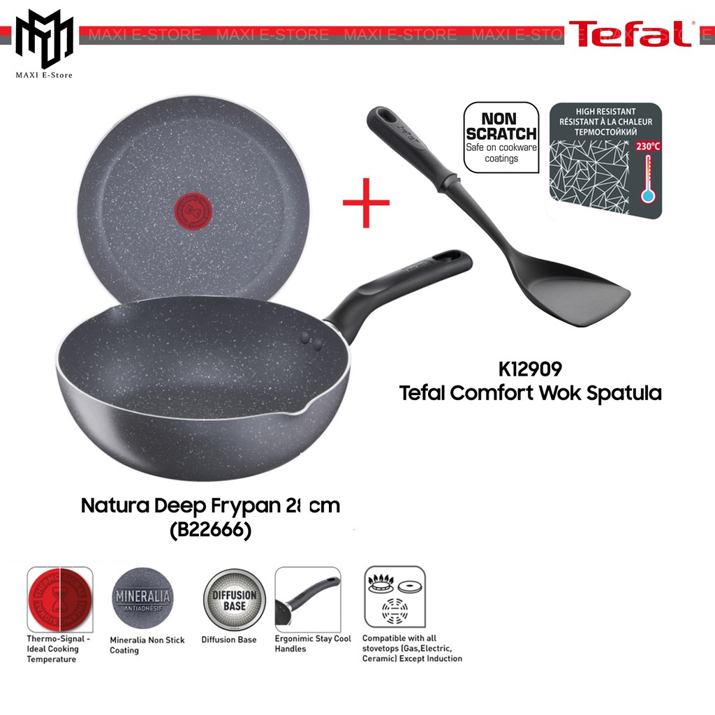 Tefal Cookware Natura Deep Frypan 28cm B22666 + K12909 Tefal Comfort