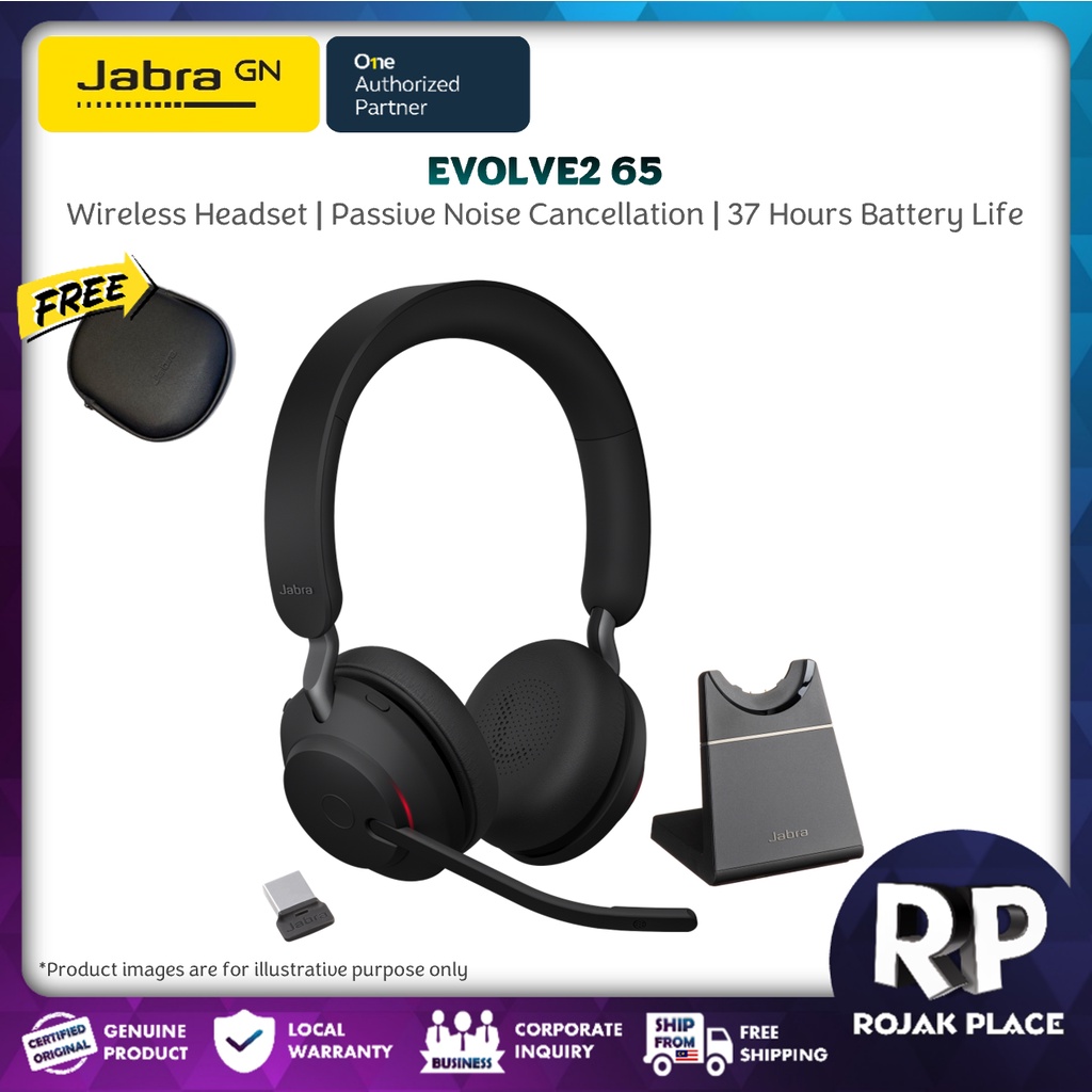 Jabra Evolve2 65 Wireless Professional Stereo Headset Binaural