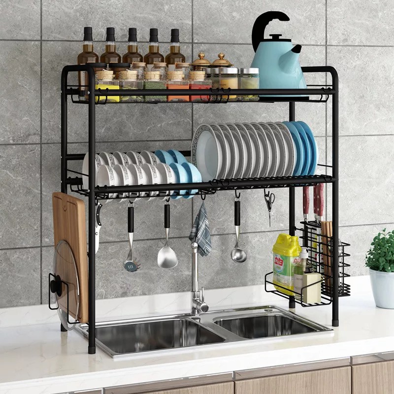 Black 60 80 90 CM Double Tier Stainless Steel Draining Single & Double ...