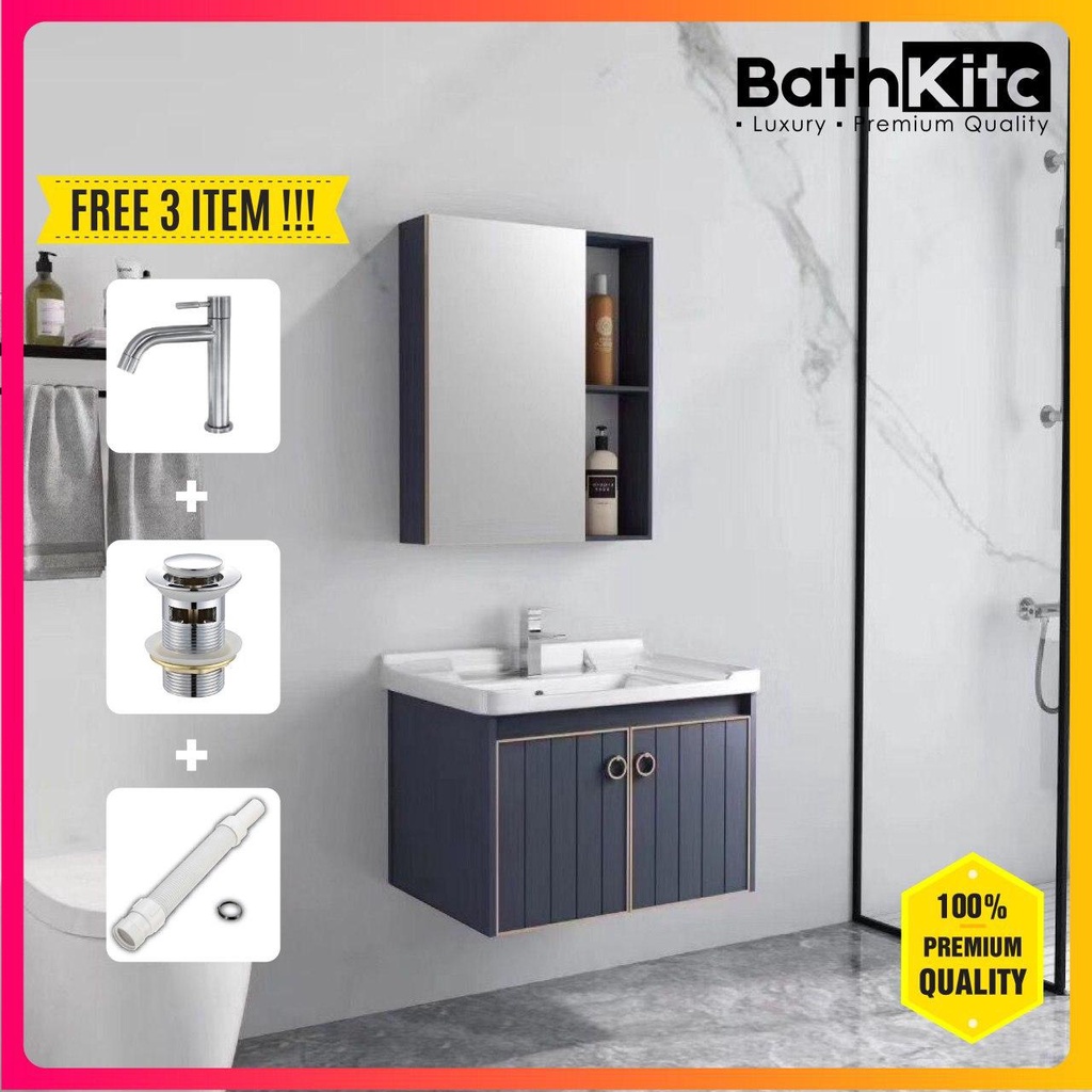 BATHKITC Bathroom Basin Cabinet Aluminium Basin Cabinet Wash Basin With ...