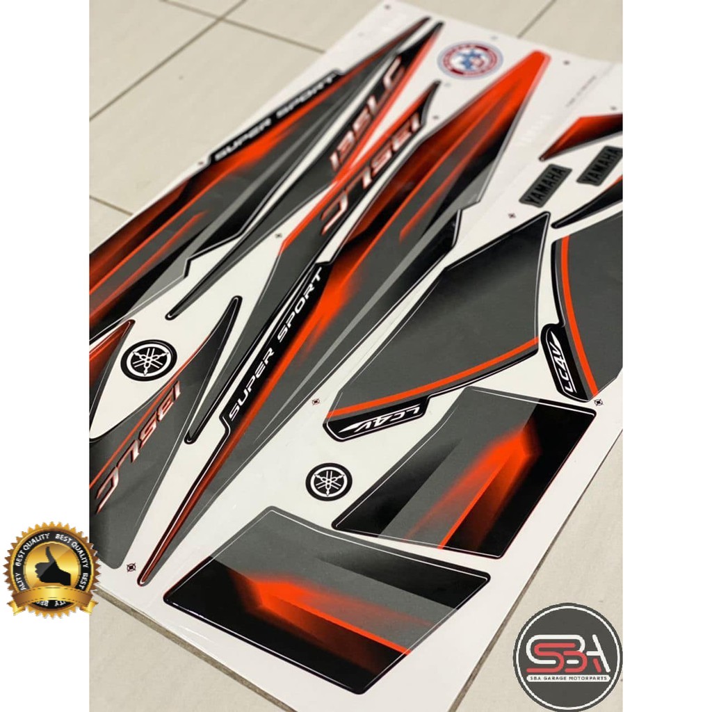 STICKER STRIPE BODYSET / COVERSET LC135 V1 MORITAKA HITAM OREN BLACK ...